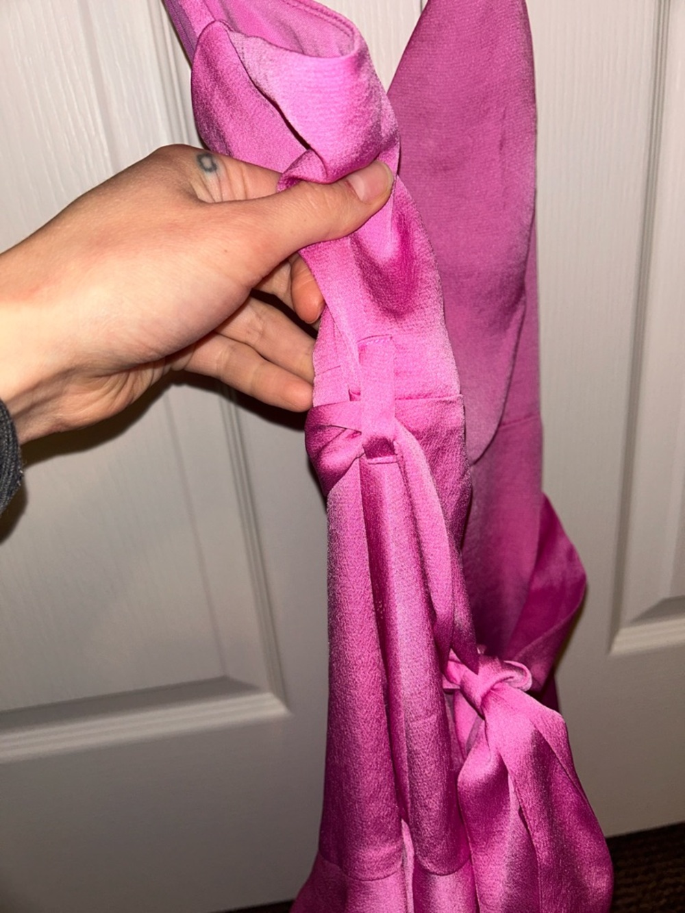 Pink Spaghetti Strap Ruffle Wrap Dress - Picture 4 of 9